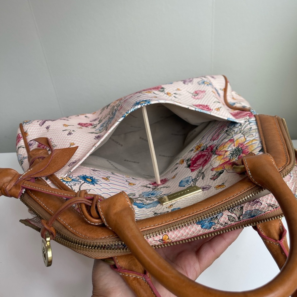 BRAHMIN LIGHT PINK OASIS FLORAL ELISA Satchel Super Rare & Hard To Find - Picture 16 of 17